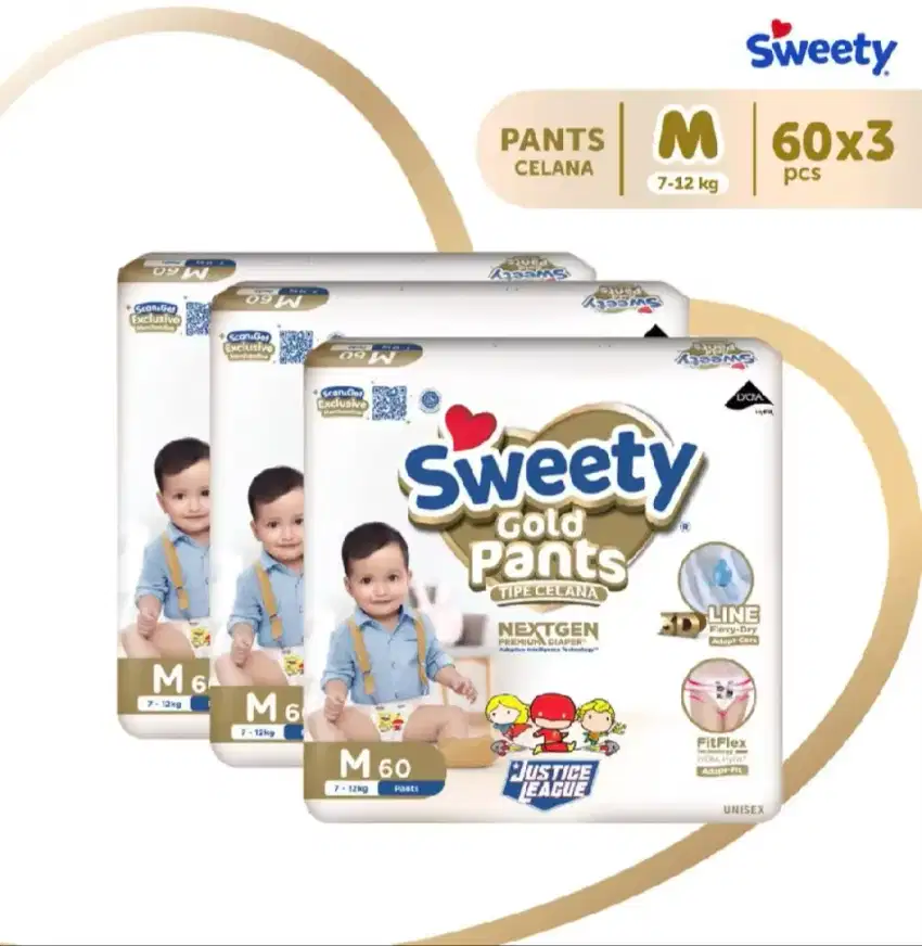 Pampers sweety gold pants size M isi 60pcs