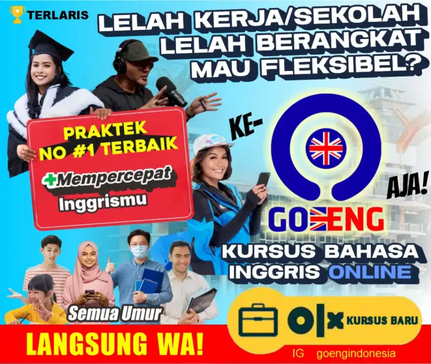 KURSUS BAHASA INGGRIS/TOEFL IELTS TRANSLATE DOK/LES PRIVAT BIMBEL GURU