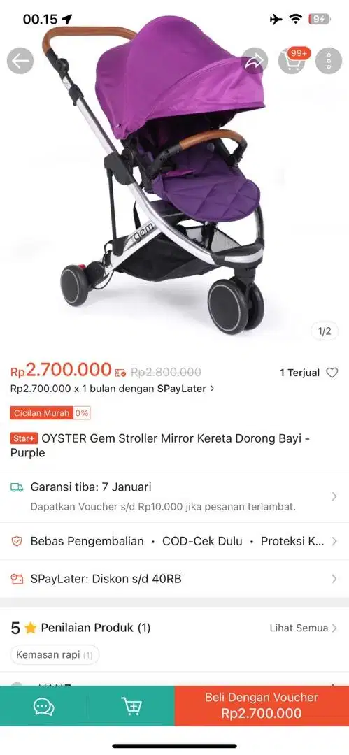 Stroller murah barang kokoh Oyster Gem