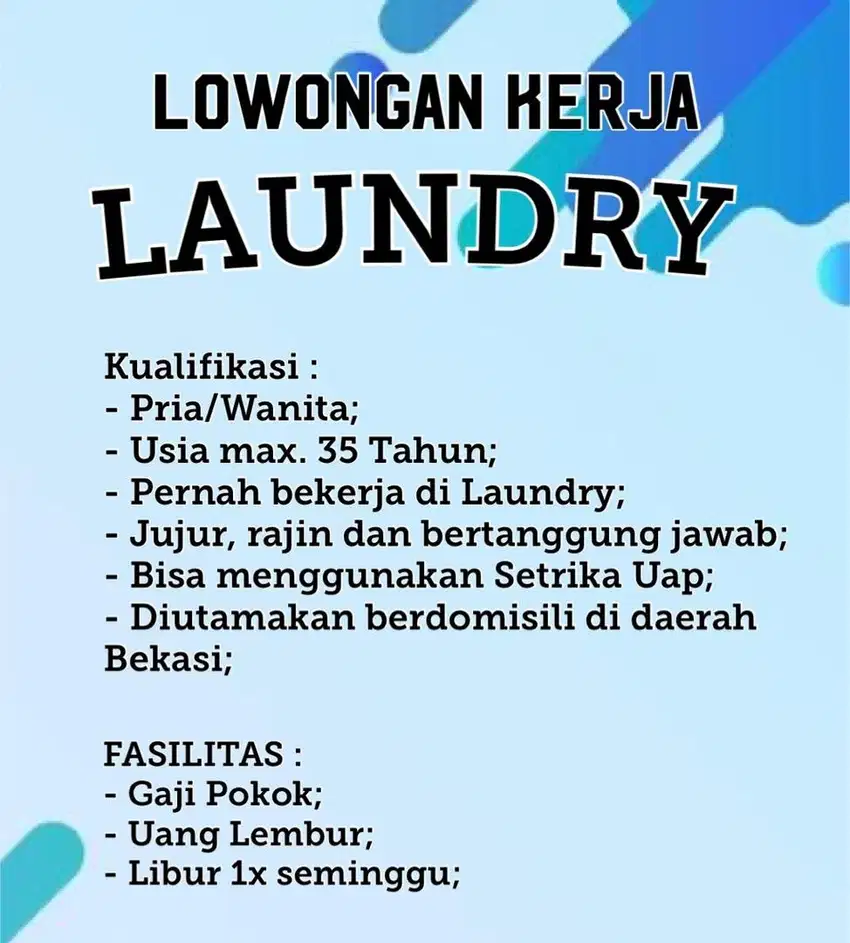 LOWONGAN KERJA LAUNDRY