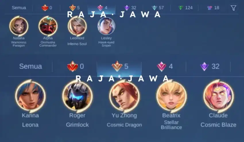 Dijual Akun MLBB(Skin Legend Bebas Pilih,FREE AKUN GENSHIN IMPACT)