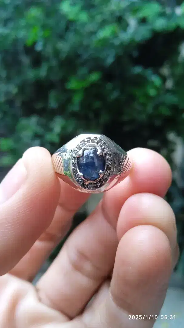 BLUE SAFIR SRILANGKA RING PERAK HANDMADE