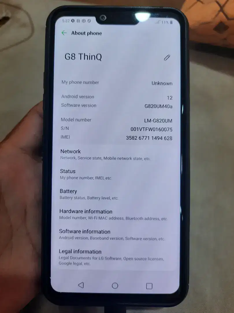 Hp LG G8 ThinQ bekas