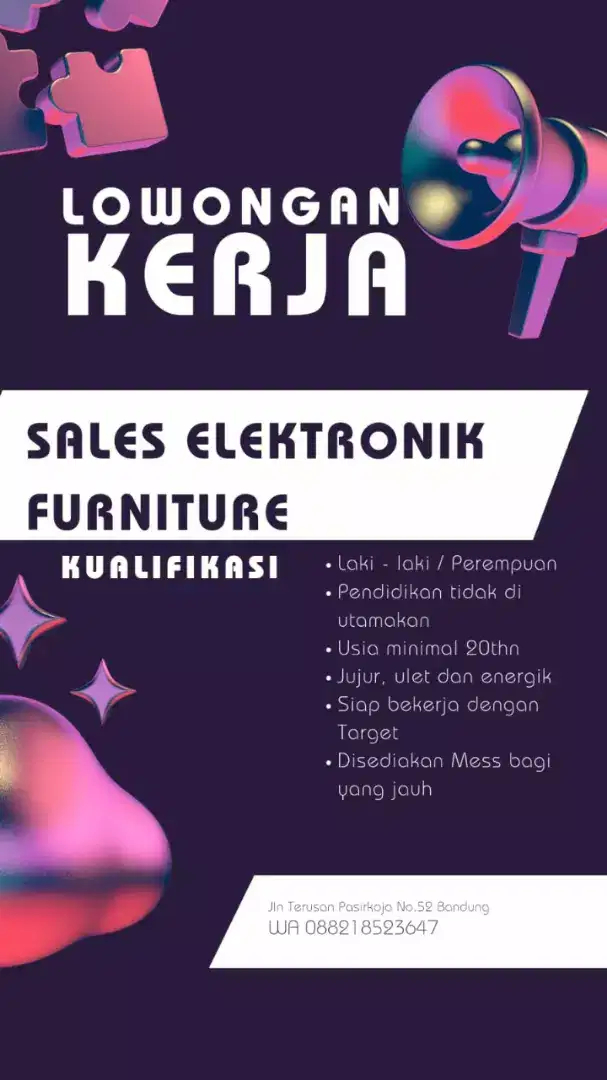 Bagi yang serius ingin kerja ada loker sales lapangan