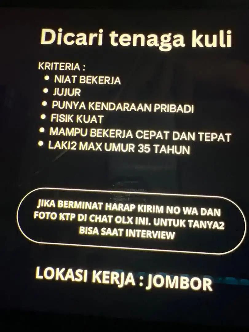 Dicari tenaga kuli