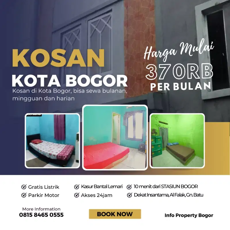 KOSAN BOGOR KOTA MURAH DEKAT STASIUN, CIOMAS, GUNUNG BATU, RSUD RSMM