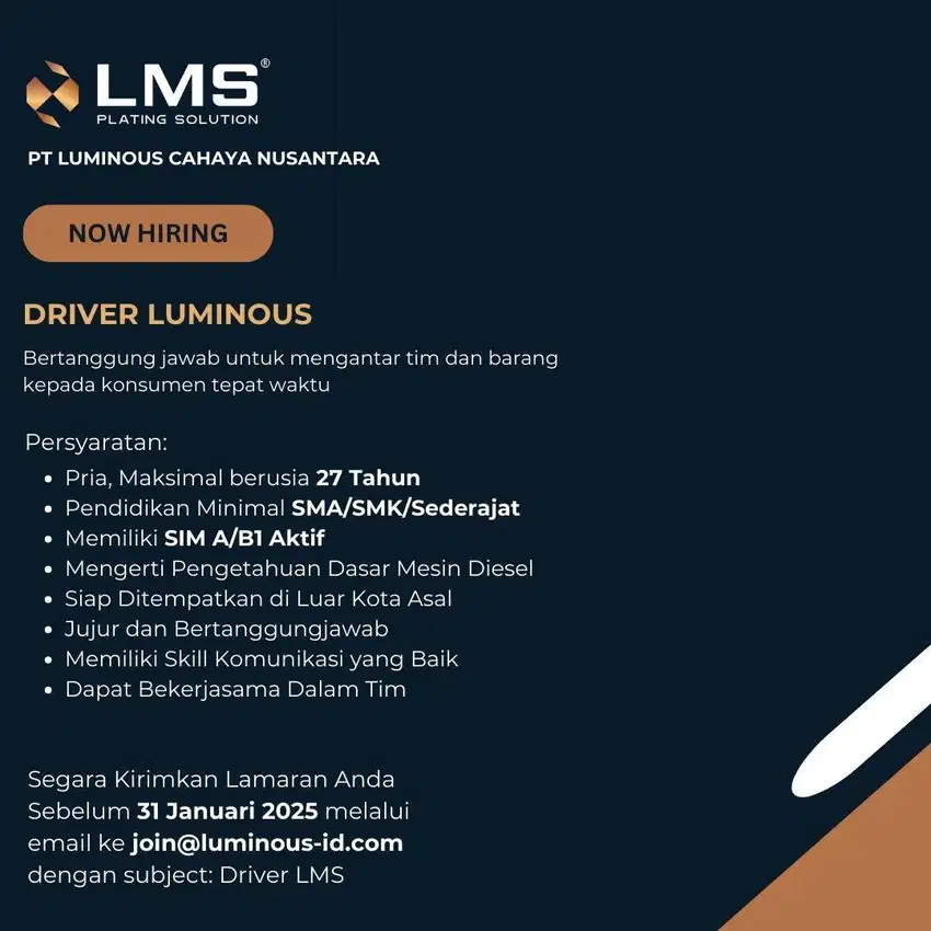 Driver PT Luminous Cahaya Nusantara