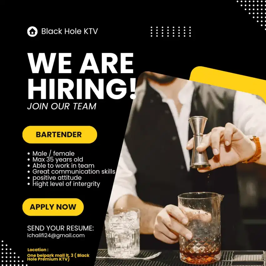 Loker BARTENDER (FULL TIME)