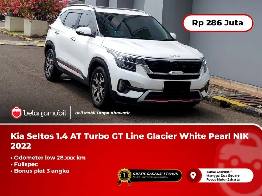 [ LOW KM ] Kia Seltos 1.4 AT Turbo GT Line Glacier White 2022/2023