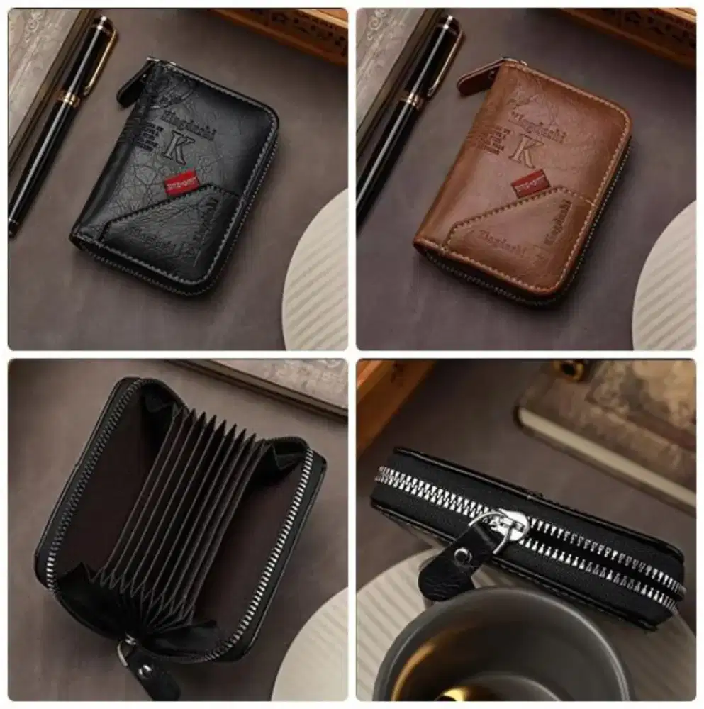 Dompet Pendek Kartu Pria Card Holder Zipper Astaro Black (COKELAT