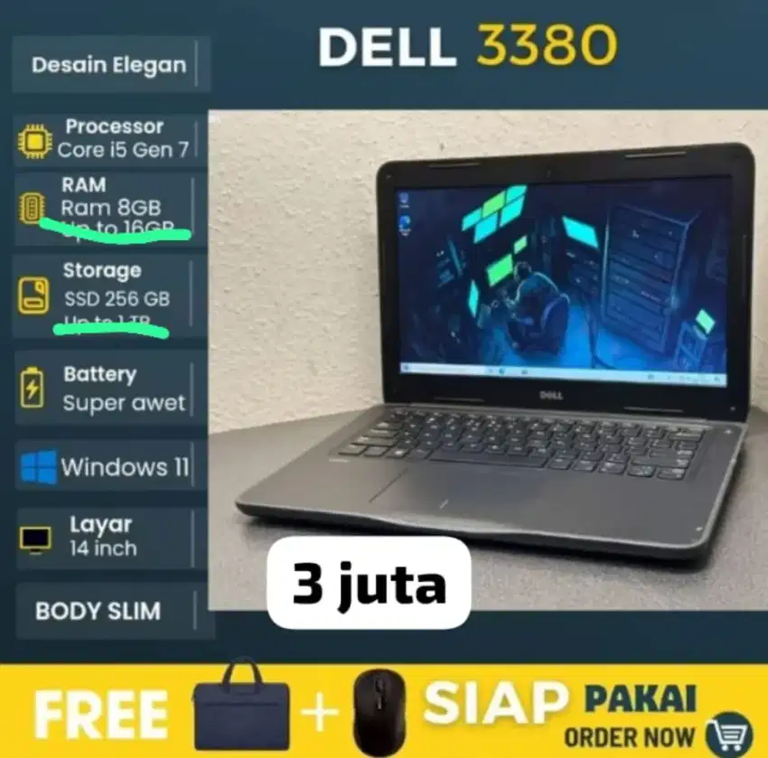 Dell 3380 latitud i5 gen 7