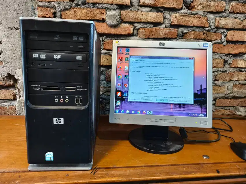 SEPAKET PC HP Core2duo ram 4gb monitor 15inch keybord mouse siap pakai