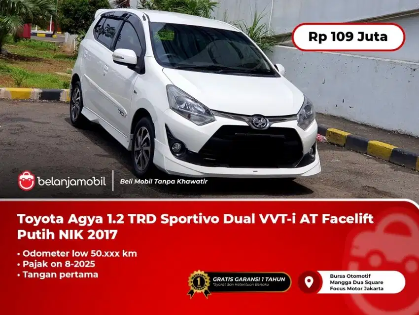 [ LOW KM ] Toyota Agya 1.2 TRD Sportivo AT Facelift Putih 2017/2018