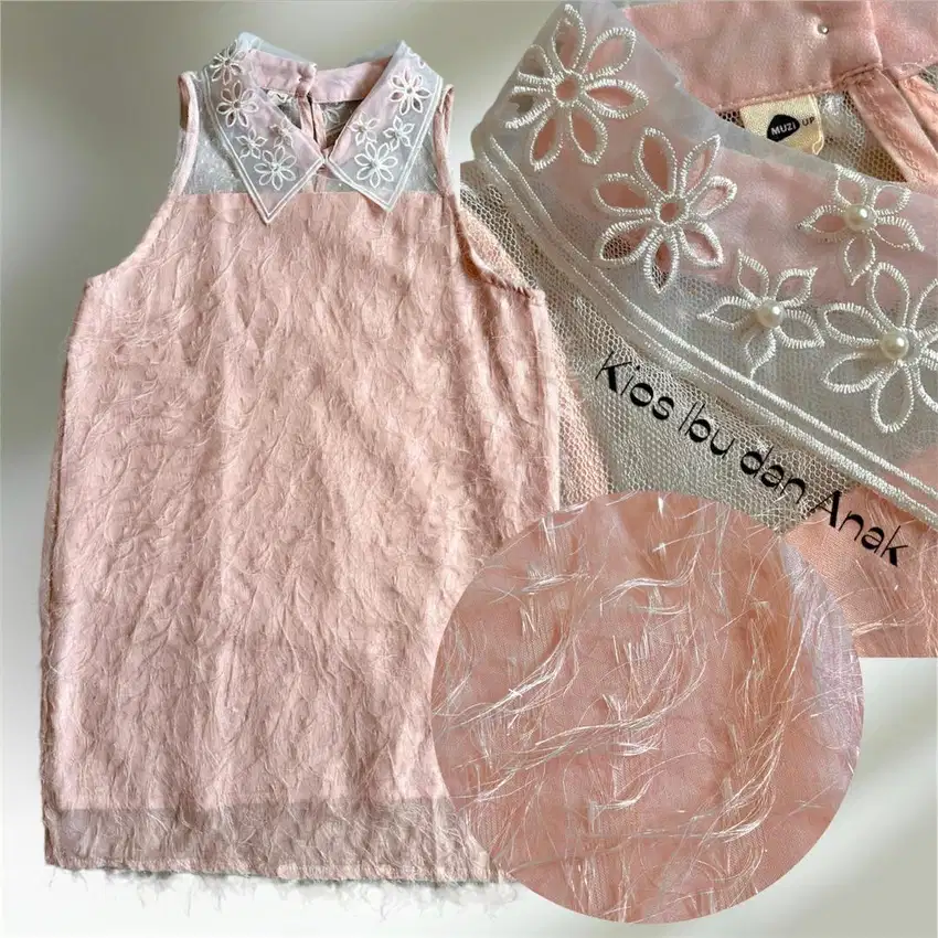 Dress Anak Peach Bulu