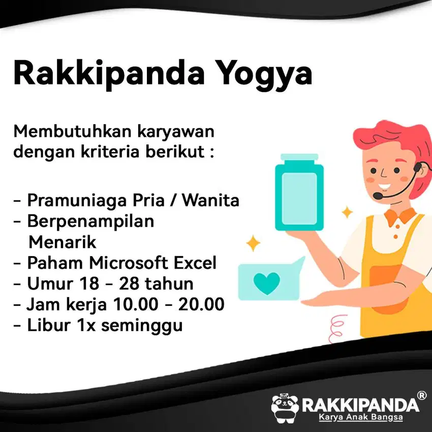 Dicari Pramuniaga Rakkipanda Yogyakarta