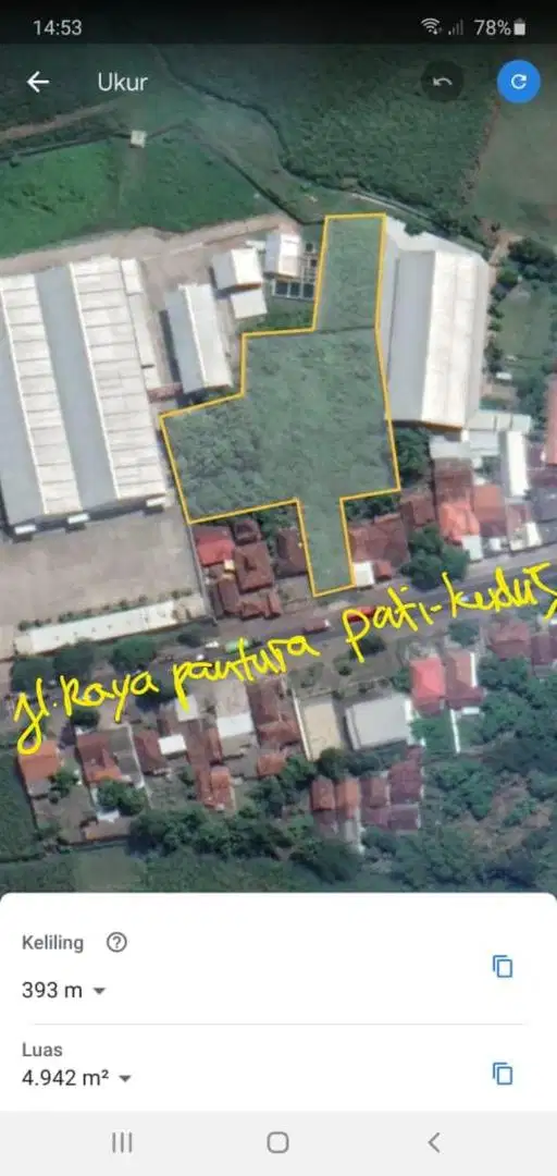 Dijual Tanah Di Jalan Raya Pantura Pati Kudus, luas 5000m