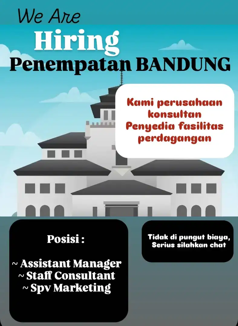 Di butuhkan ass manager & staff konsultan