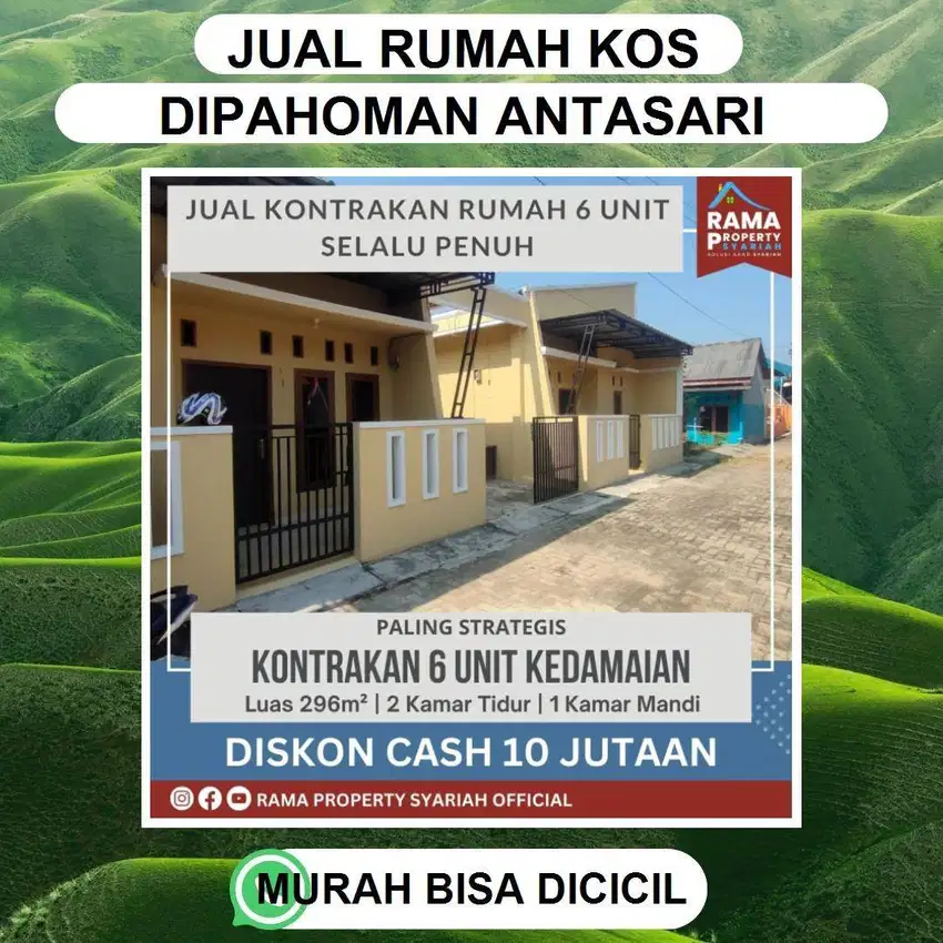 JUAL RUMAH KOS PAHOMAN KEDAMAIAN HARGA TERMURAH