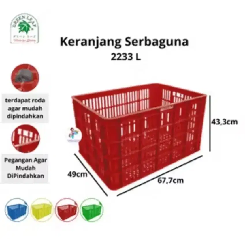 Keranjang Green Leaf 2233L Container Keranjang Industri Serbaguna