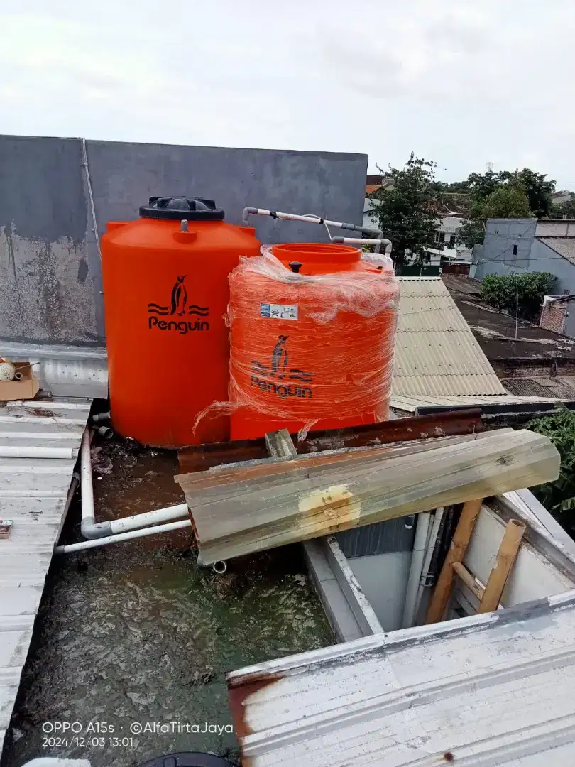 Tandon air dan filter air bersih dan instalasi pipa