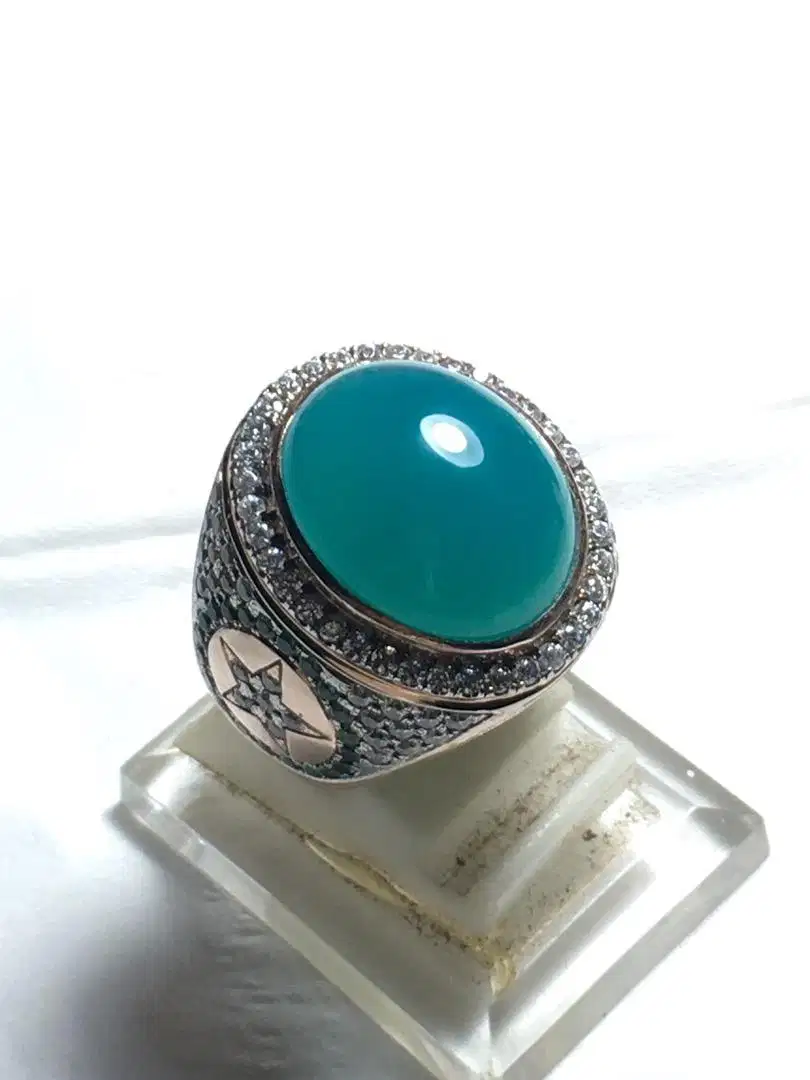 Cincin Batu Bacan Doko Majiko Crystal Natural Ring Perak Microsetting