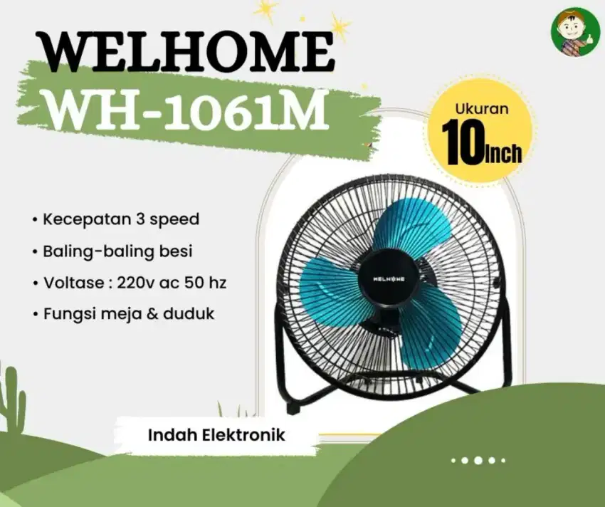 Kipas Angin Welhome WH-1061M/Kipas Angin Meja