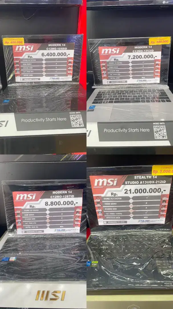 Laptop MSI all tipe bisa kredit bunga 0% tanpa DP cukup dengan KTP