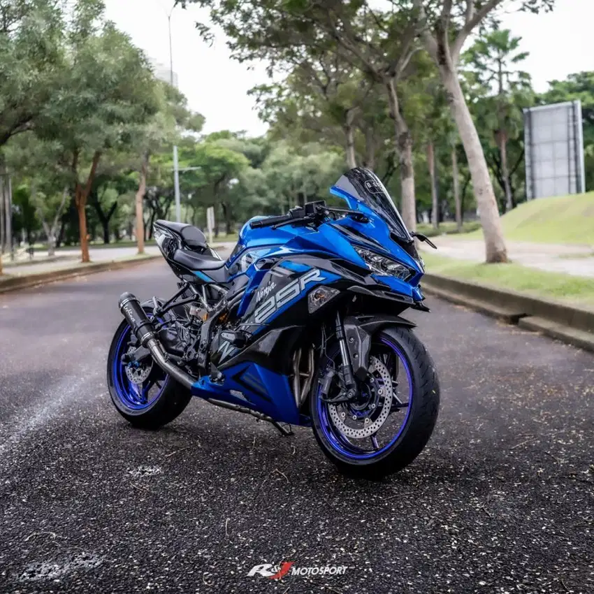 (Full paper) Kawasaki Zx25R ABS biru Nik 2020 Knalpot Leo Vince