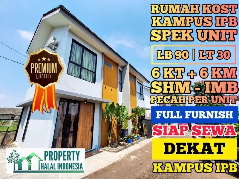 Jual Rumah Kost Dekat Kampus IPB Bogor - 6 KT 6 KM SHM IMB Tiga Lantai