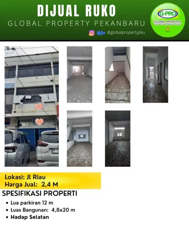 Dijual Ruko Tengah Kota Jalan Riau Cocok untuk Usaha