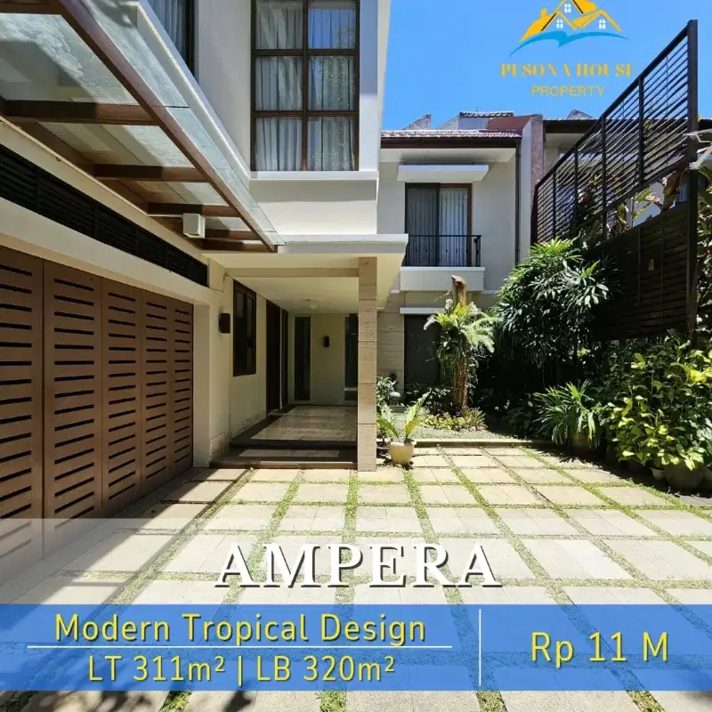 Rumah Disain Tropical modern di Ampera