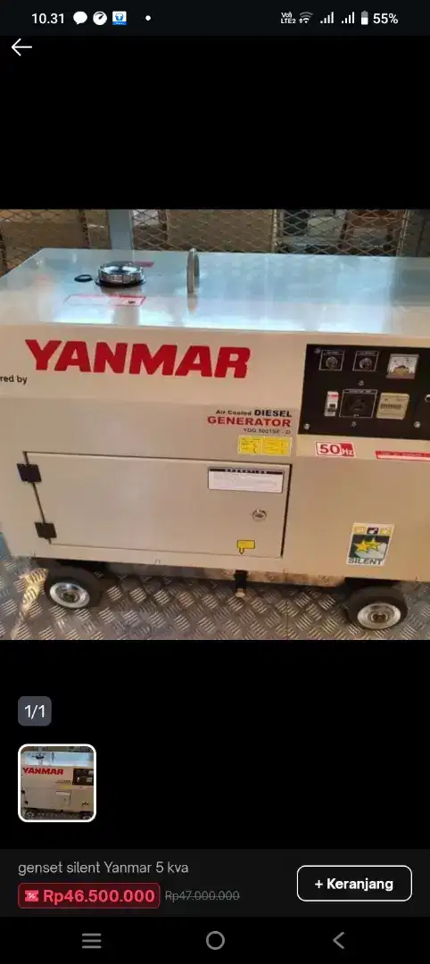 Genset Yanmar tipe ydg5001se D