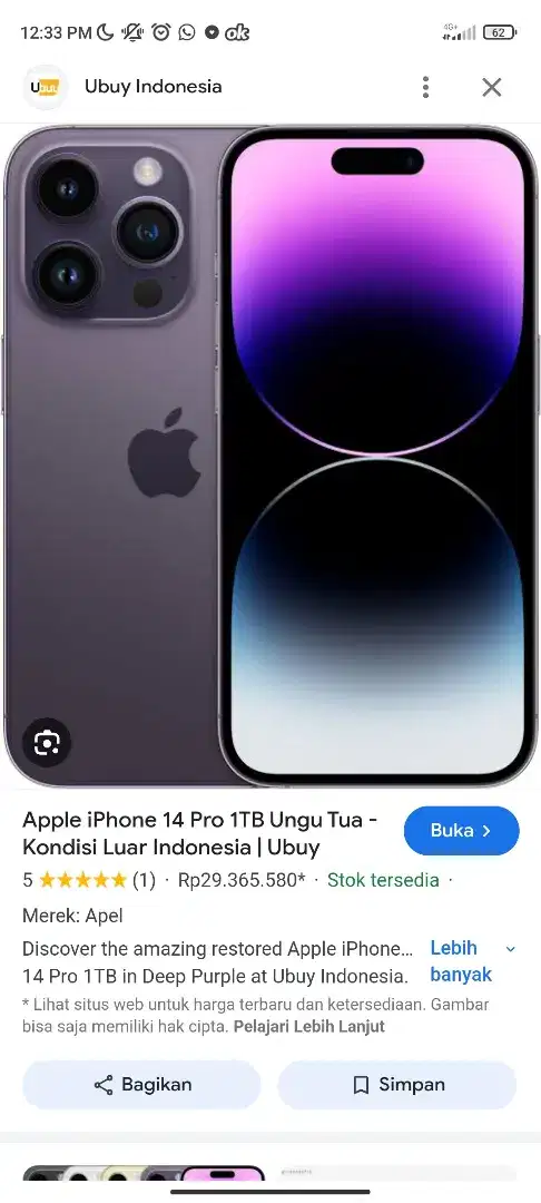 DICARI IPHONE 14 PRO 128GB