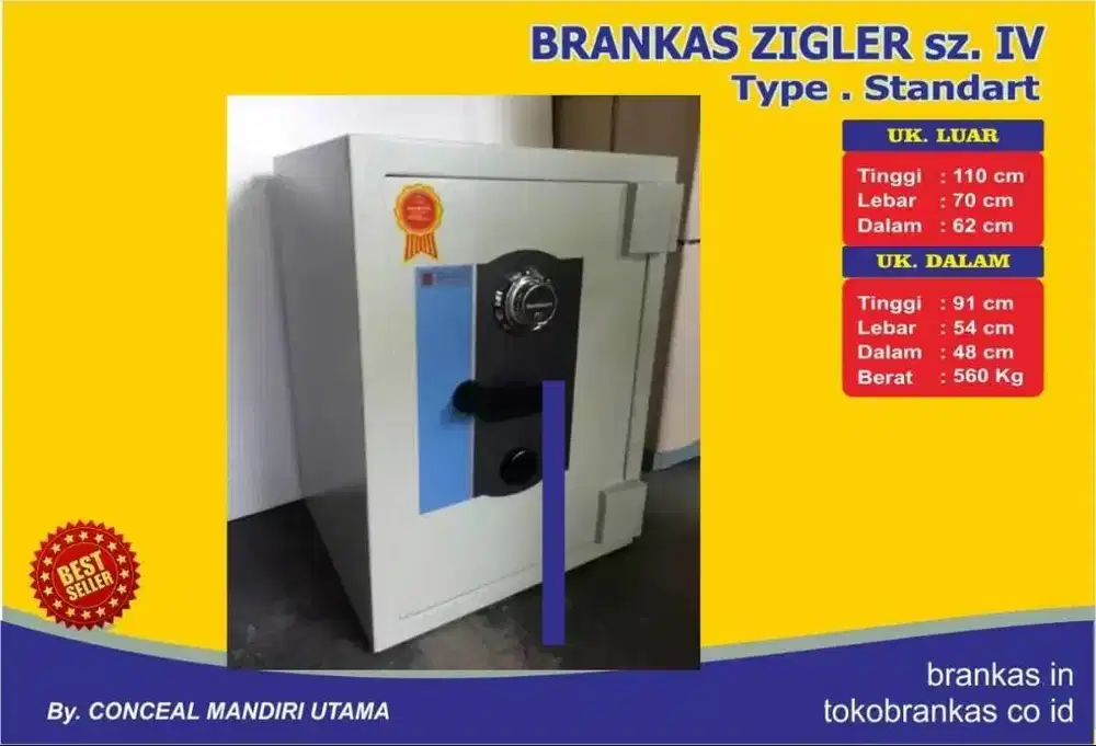 Lemari besi Brankas Tahan Api Zigler safe size II (Tinggi 70 cm)