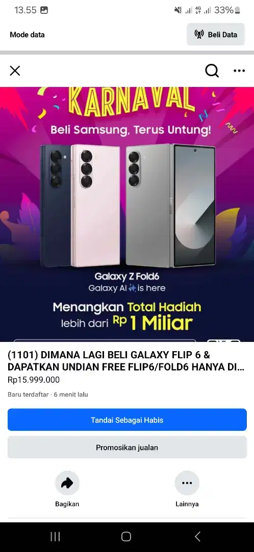 (1101) BELI GALAXY FLIP 6 FREE Z FOLD 6 SYARAT² NYA LANGSUNG KE TOKO