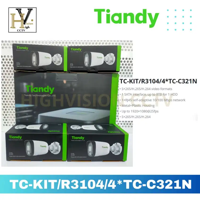 PAKET TIANDY 4 KAMERA TC-KIT/R3104/4*TC-C321N