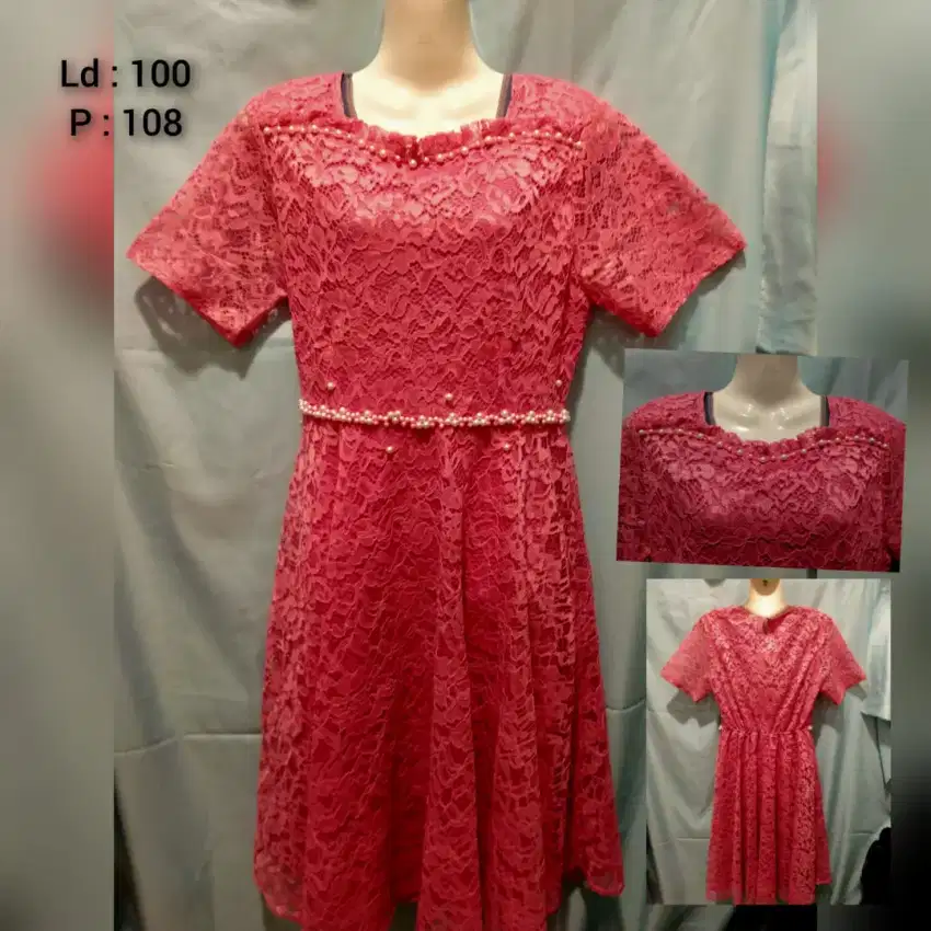 Dress brukat pink