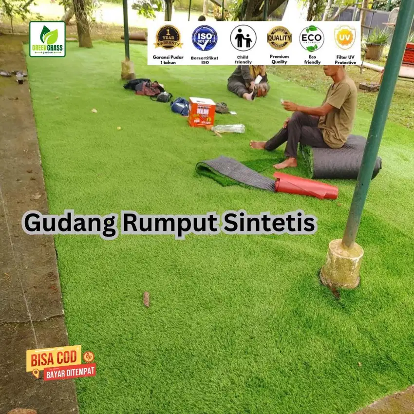 mau rumput hijau sintetis