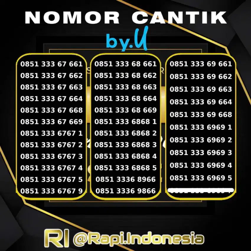 Perdana Nomor Cantik  Triple 333 by.U Kartu Tanpa Masa Aktif