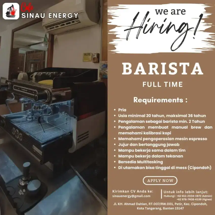 COOK & BARISTA FULL TIME