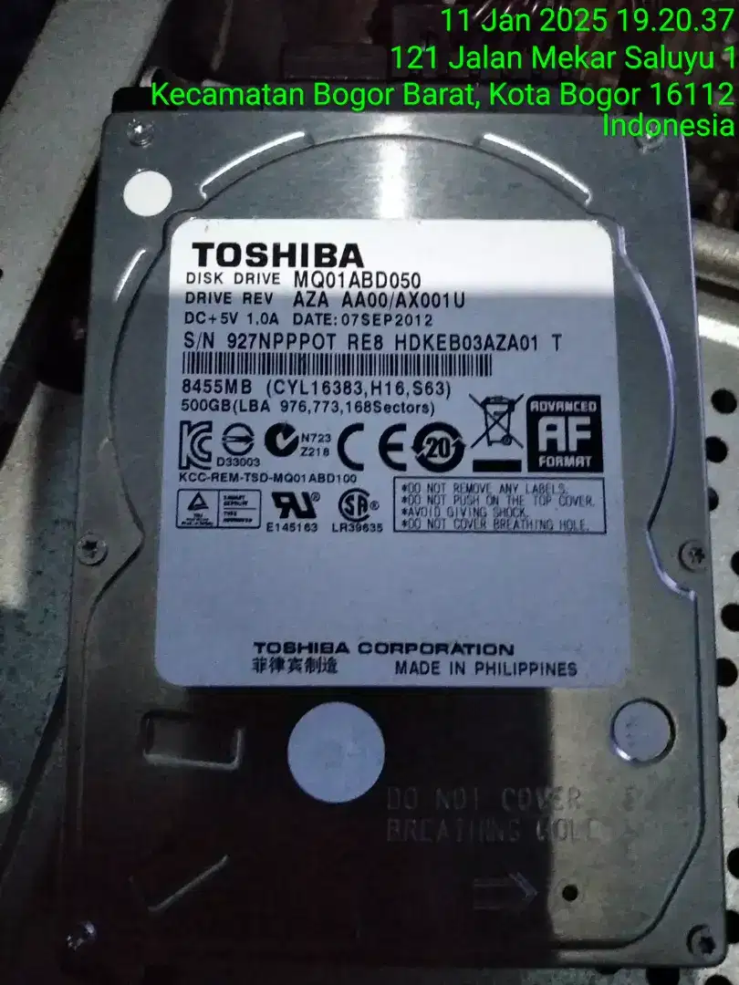 Hardisk Laptop Toshiba 500GB ( Nego )