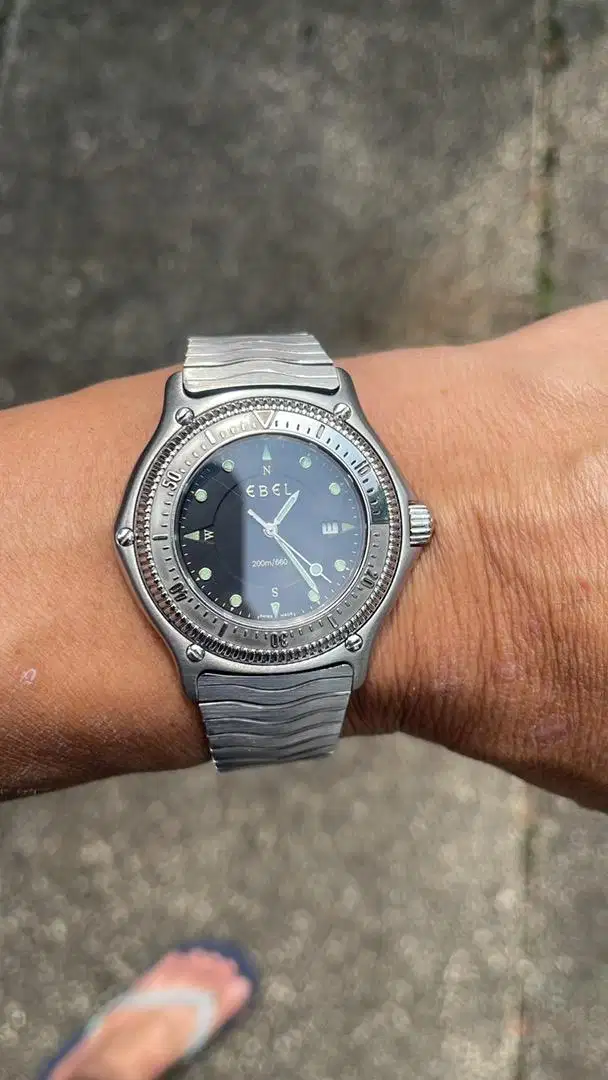 Barang antik vintage jam ebel discovery original rare men big size ori
