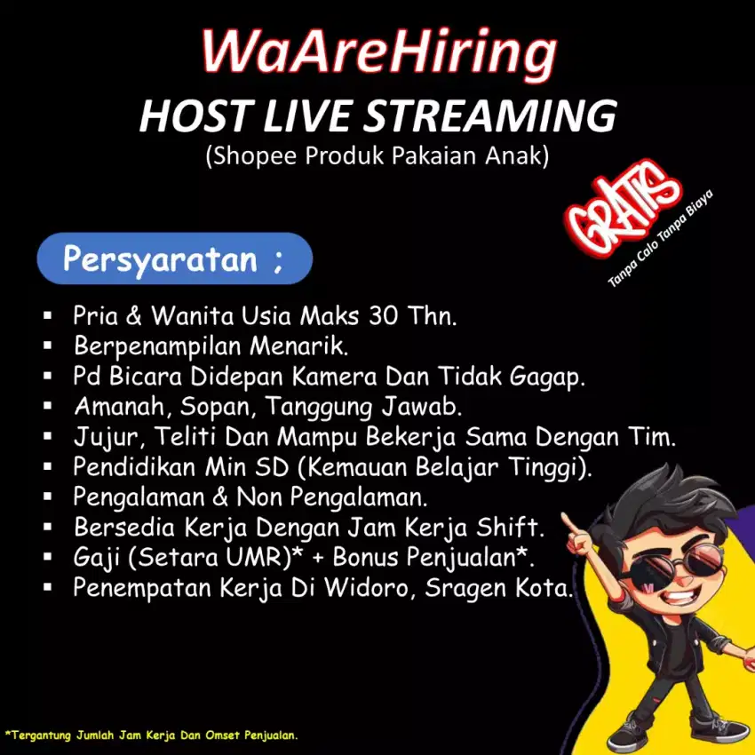 LOKER HOST LIVE SHOPEE PRODUK PAKAIAN ANAK ANAK MUSLIM