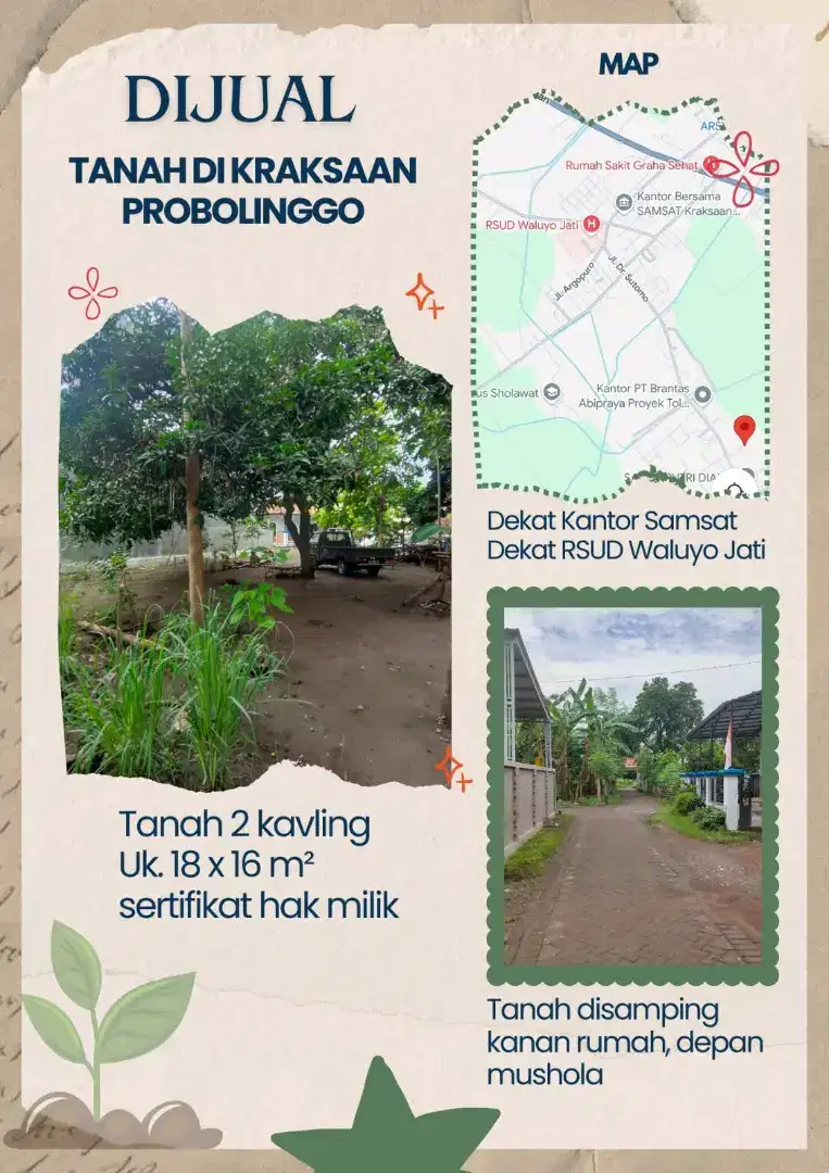 Dijual Tanah 2 Kavling Kraksaan Probolinggo