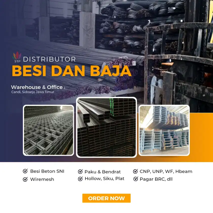 Distributor besi beton dan wire mesh.