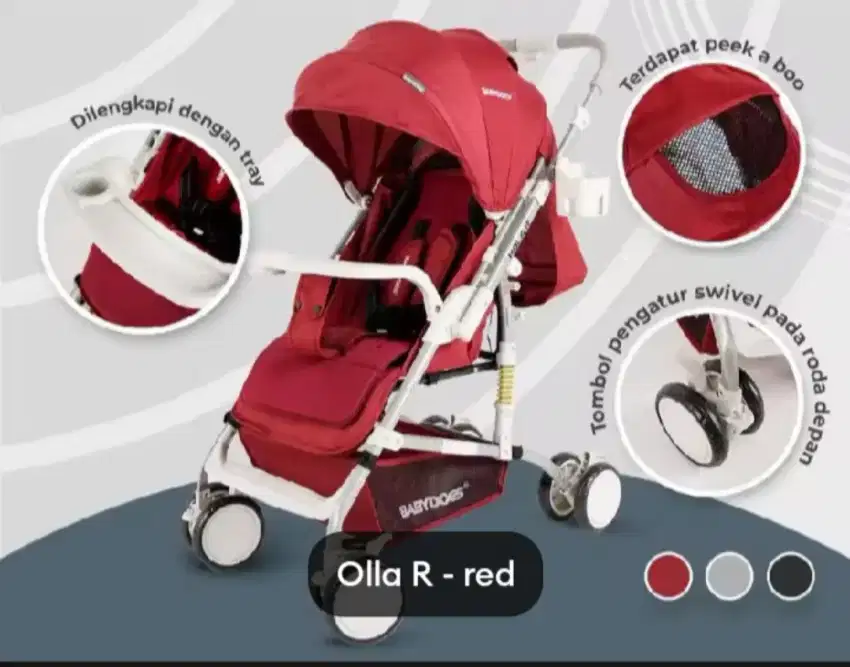 Stroller babydoes Olla R warna merah