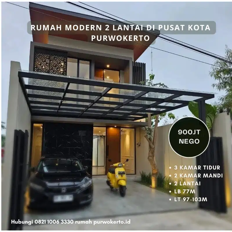 Rumah Modern 2 lantai di pusat kota purwokerto dengan nyaman dan asri