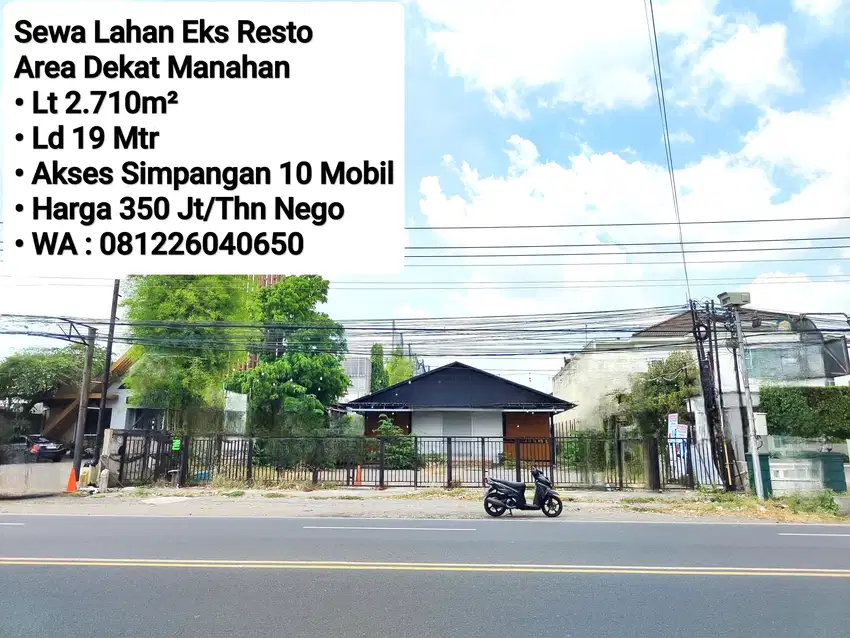 Sewa Lahan Ex Resto Area Dekat Manahan Solo, Bisa untuk usaha apa saja