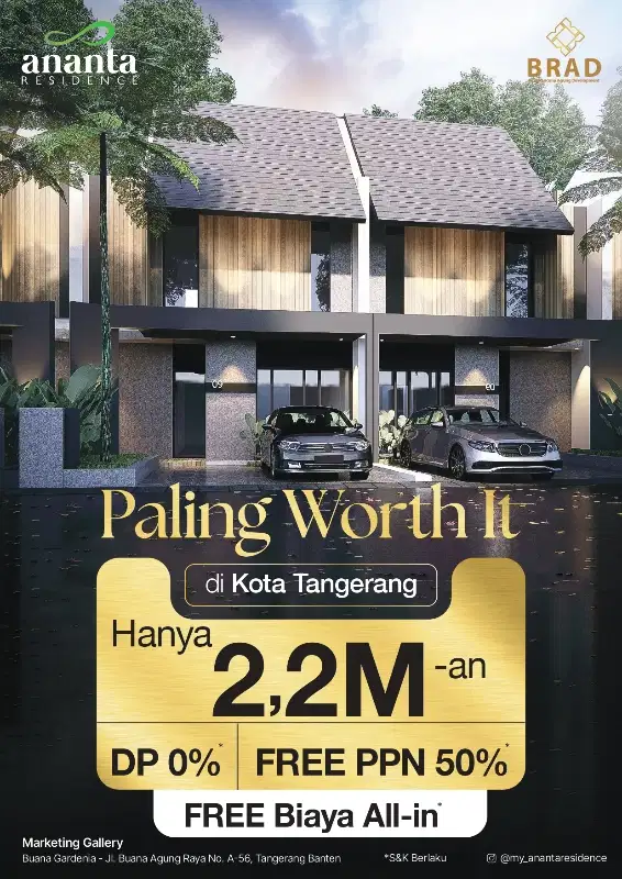 Rumah 2 lantai siap huni 7X16 SISA 1 UNIT akses tol kunciran Greenlake