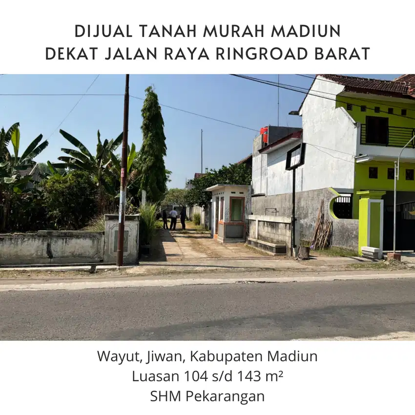 Jual Tanah Murah Madiun Jiwan, Dekat Jalan Raya Ringroad Barat